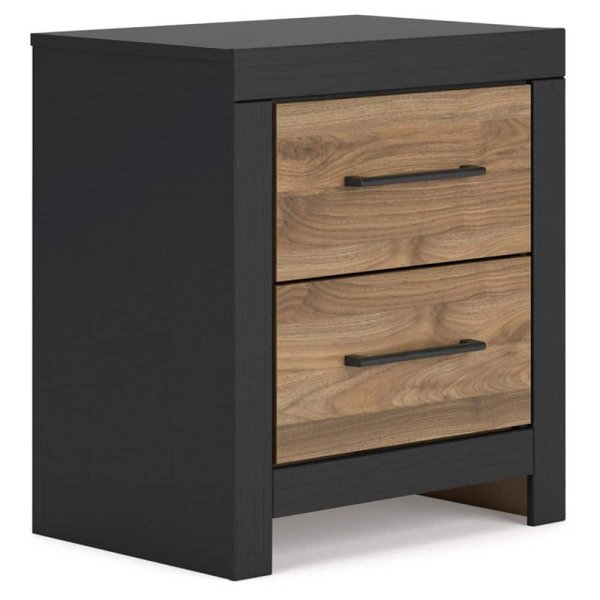 Vertani Black 2 Drawer 22 in. W Nightstand