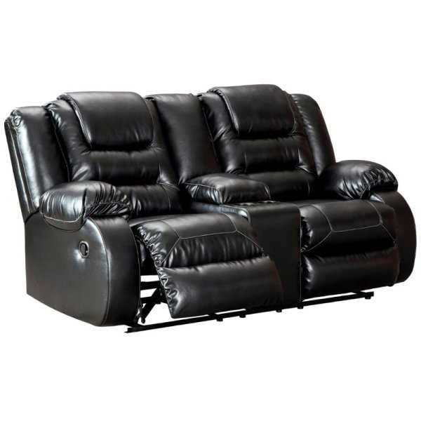 Vacherie - Black Dbl Reclining Loveseat W/console