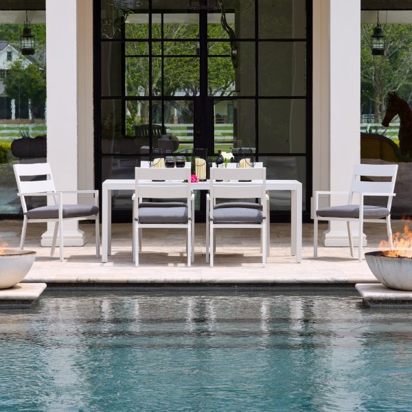 Zella 7pc Outdoor Dining Set – Frost (2 Boxes)