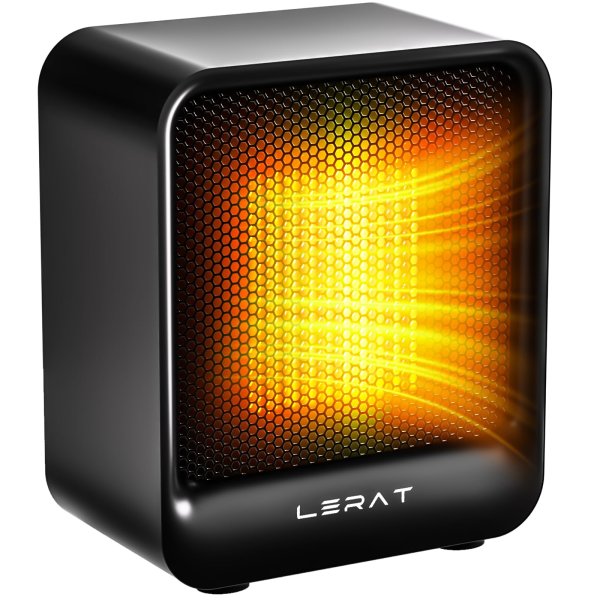 Portable Mini Space Heater for Indoor Use, 500W Fast Heating Small Desk Heater - Black