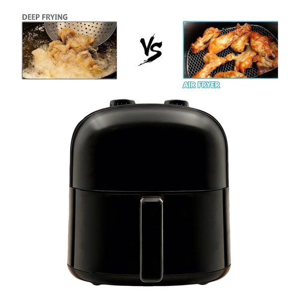 DELICIO 3.5 Quart 800W Air Fryer, Dual-Knob Interface, Non-Stick Dishwasher Safe Internal Part