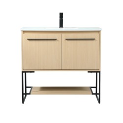 Elegant Lighting Sloane 36" Free Standing Single Basin Vanity Set with Cabinet and Engineered Marble Vanity Top Maple Elegant Lighting Sloane 36" Free Standing Single Basin Vanity Set with Cabinet and Engineered Marble Vanity Top Maple