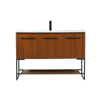 Elegant Lighting Sloane 48" Free Standing Single Basin Vanity Set with Cabinet and Engineered Marble Vanity Top Teak Elegant Lighting Sloane 48" Free Standing Single Basin Vanity Set with Cabinet and Engineered Marble Vanity Top Teak