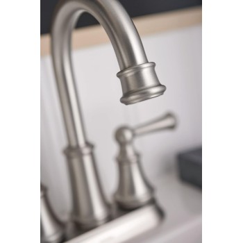 Moen Brecklyn Spot Resist Brushed Nickel Two Handle Centerset Lavatory Faucet, 3-Hole Bathroom Sink Faucet