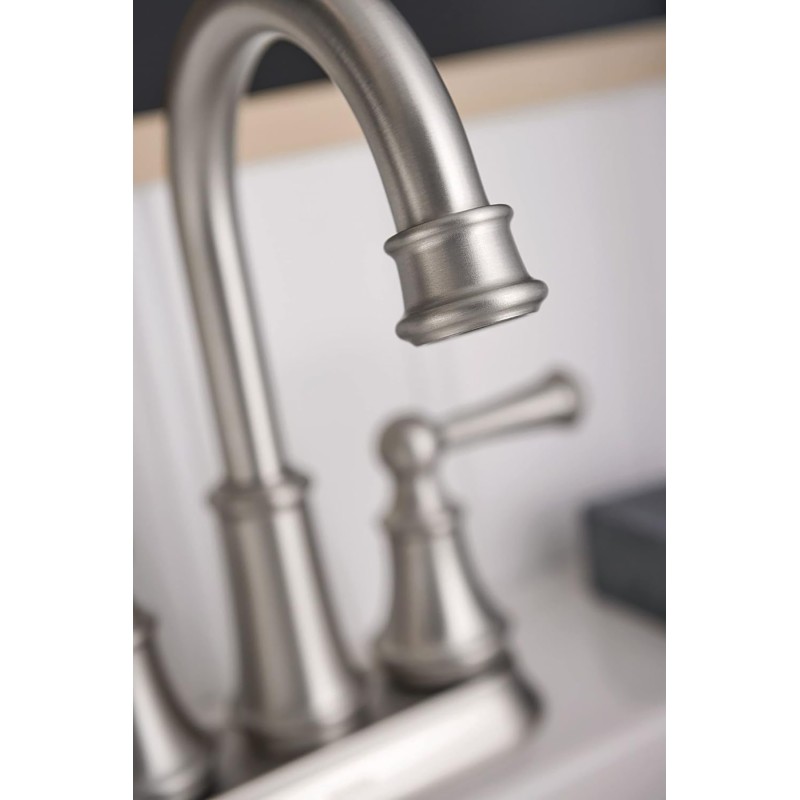 Moen Brecklyn Spot Resist Brushed Nickel Two Handle Centerset Lavatory Faucet, 3-Hole Bathroom Sink Faucet