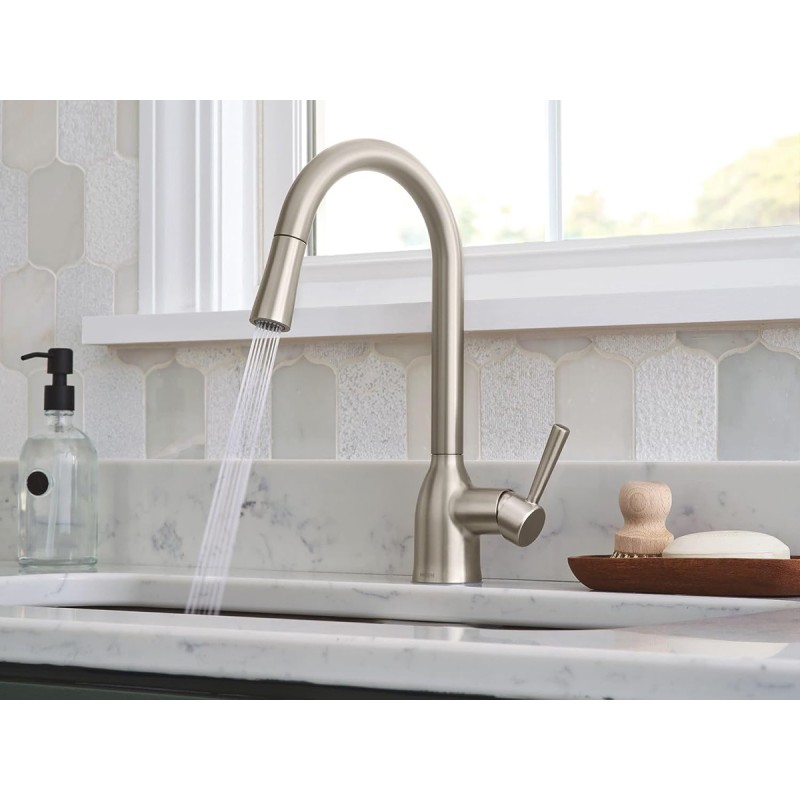 Moen Adler Spot Resist Stainless One-Handle High Arc Pulldown Kitchen Faucet with Power Clean