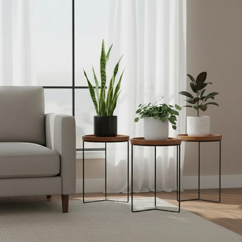 Vigoro Wood Top Plant Stand - 19 in Height - Indoor Use (3-Pack)