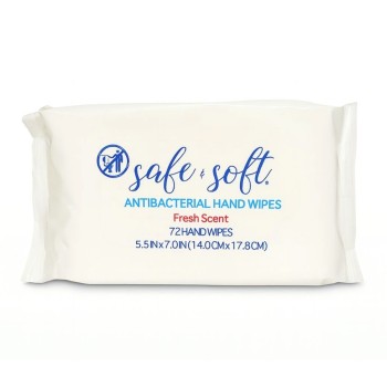 Case of 16 Packs Safe and Soft Antibacterial Hand Wipes - 72 Wipes Each