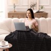 Bertte Throw Blanket, 330 GSM Super Soft Lightweight Luxury Fleece Blankets for Couch Sofa Bed Ultra Luxurious Warm and Cozy for All Seasons, 50"x 60", Black