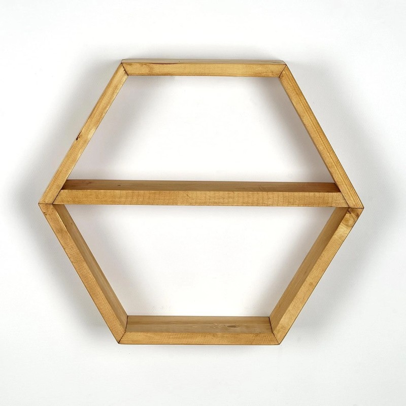 Hexagon Wall Shelves – Handmade Wood Floating Storage Farmhouse Wall Decor