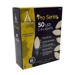 Holiday Wonderland Pro Series 50 LED C9 Lights Warm White Christmas Lights