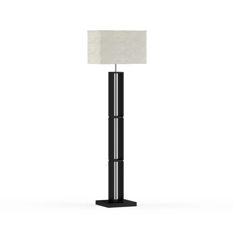 Mainstays Dark Wood Floor Lamp With Rice Paper Shade Brown