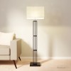Mainstays Dark Wood Floor Lamp With Rice Paper Shade Brown