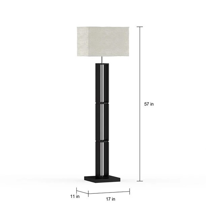 Mainstays Dark Wood Floor Lamp With Rice Paper Shade Brown