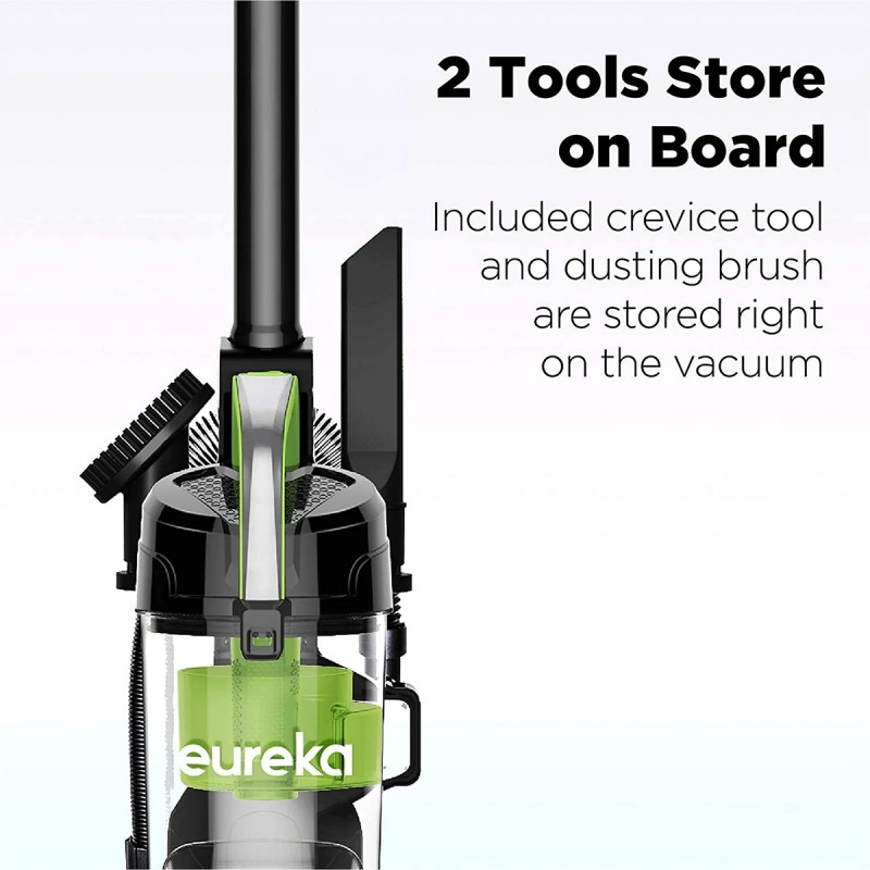 Eureka Bagless Upright Vacuum, Airspeed, Ultra Lightweight & Compact Design, with Crevice Tool, Dusting Brush and Large Dustcup, NEU100, Green & Black