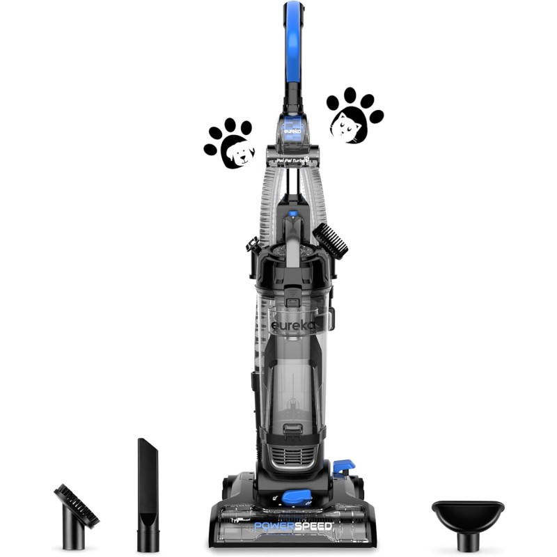 Eureka PowerSpeed Lightweight Upright Vacuum Cleaner for Carpet and Hard Floor, Powerful Bagless Upright Vacuum Cleaner for Home Pets, Blue