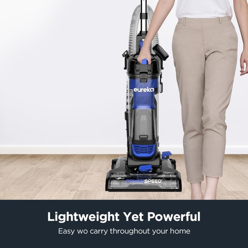 Eureka Lightweight Powerful Upright Vacuum Cleaner for Carpet and Hard Floor, PowerSpeed, New Model,Blue,black