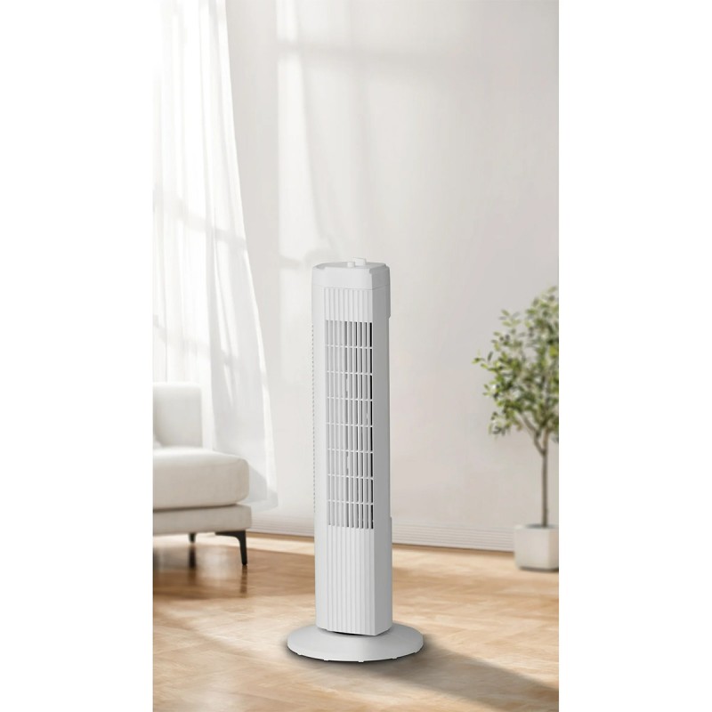 Mainstays 28" Tall, 3-Speed Oscillating Tower Fan, White