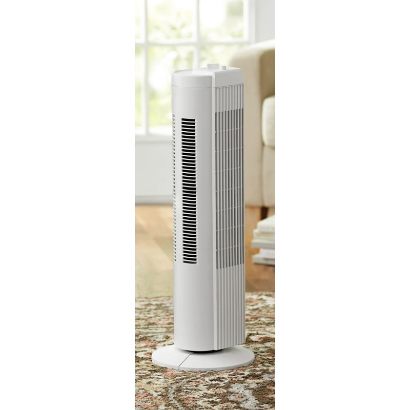 Mainstays 28" Tall, 3-Speed Oscillating Tower Fan, White