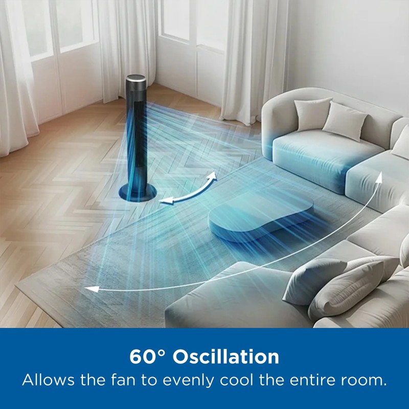 Mainstays 36" Tall 3-Speed Oscillating Tower Fan, Black