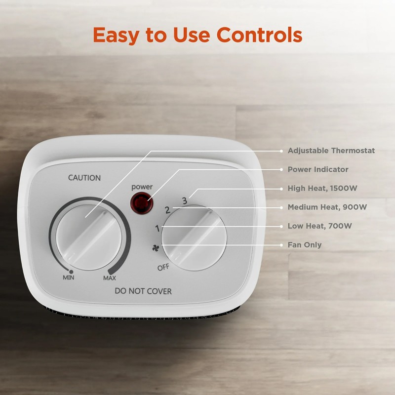 Mainstays 1500W Ceramic Fan-Forced Electric Space Heater, White