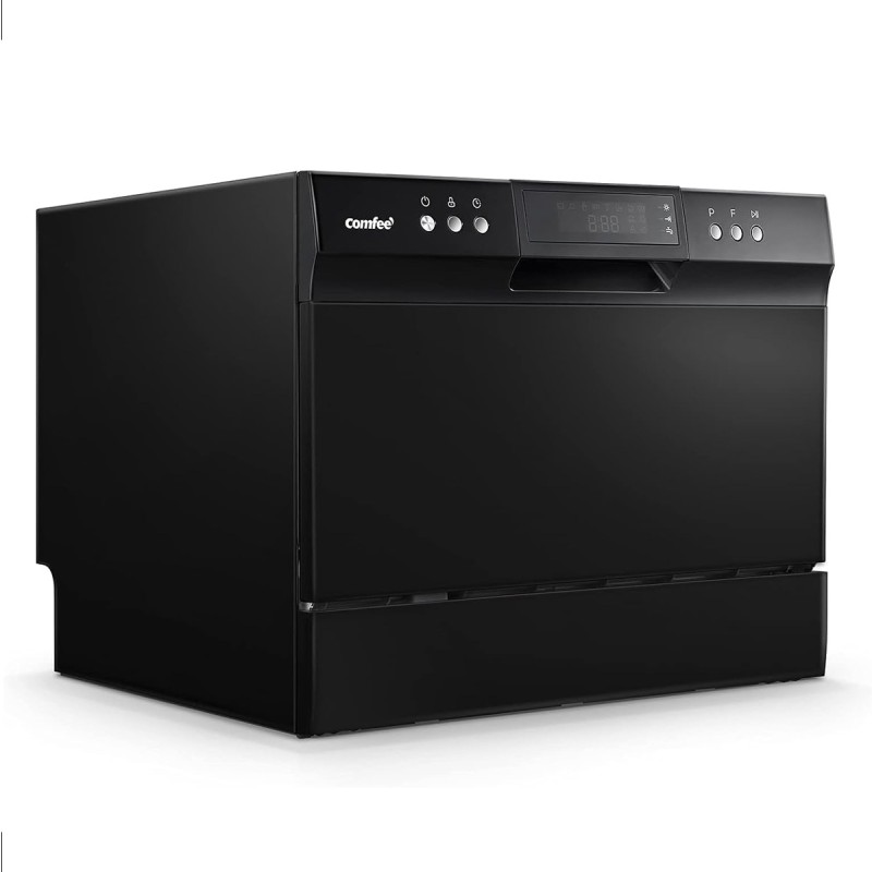 COMFEE’ Countertop Dishwasher, Energy Star Portable Dishwasher, 6 Place Settings & 8 Washing Programs, Speed, Baby-Care, ECO& Glass, Dish Washer for Dorm, RV& Apartment, Black