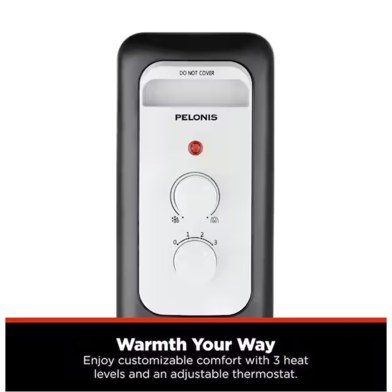 Pelonis 1,500-Watt Oil-Filled Radiant Electric Space Heater with Thermostat