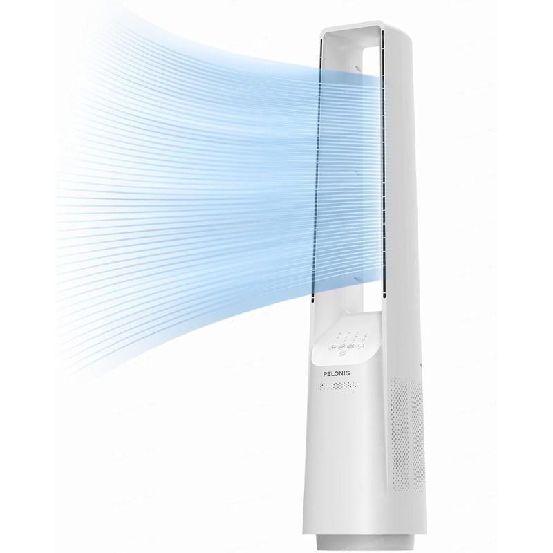 Pelonis Bladeless Tower Fan with 26-33ft Powerful Airflow, Alexa and Google Compatible, 6-Speed Settings, Quiet DC Motor, 120° Oscillation, 7-Hour Timer - Ideal for for Bedroom Home Office Use,White