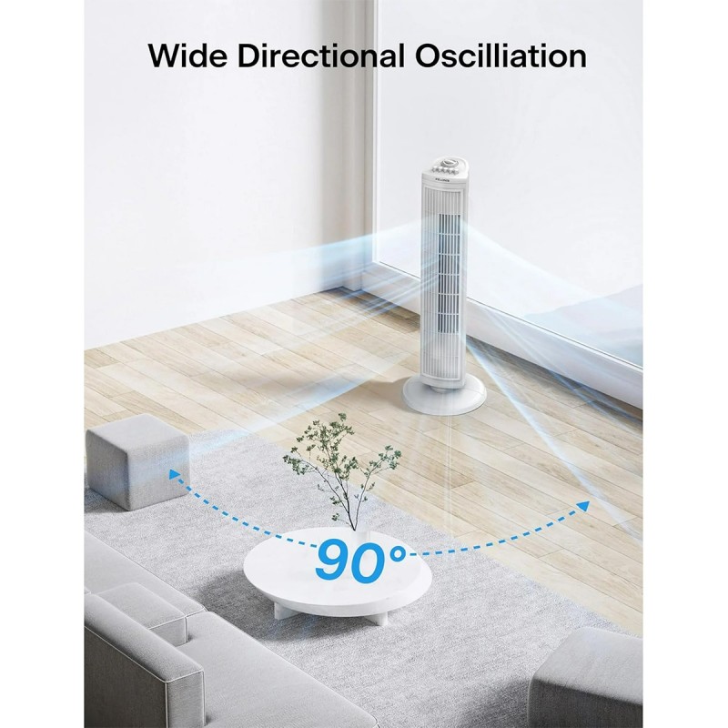 Pelonis 30" 3-Speed Timer and Carry Handle Oscillating Tower Fan