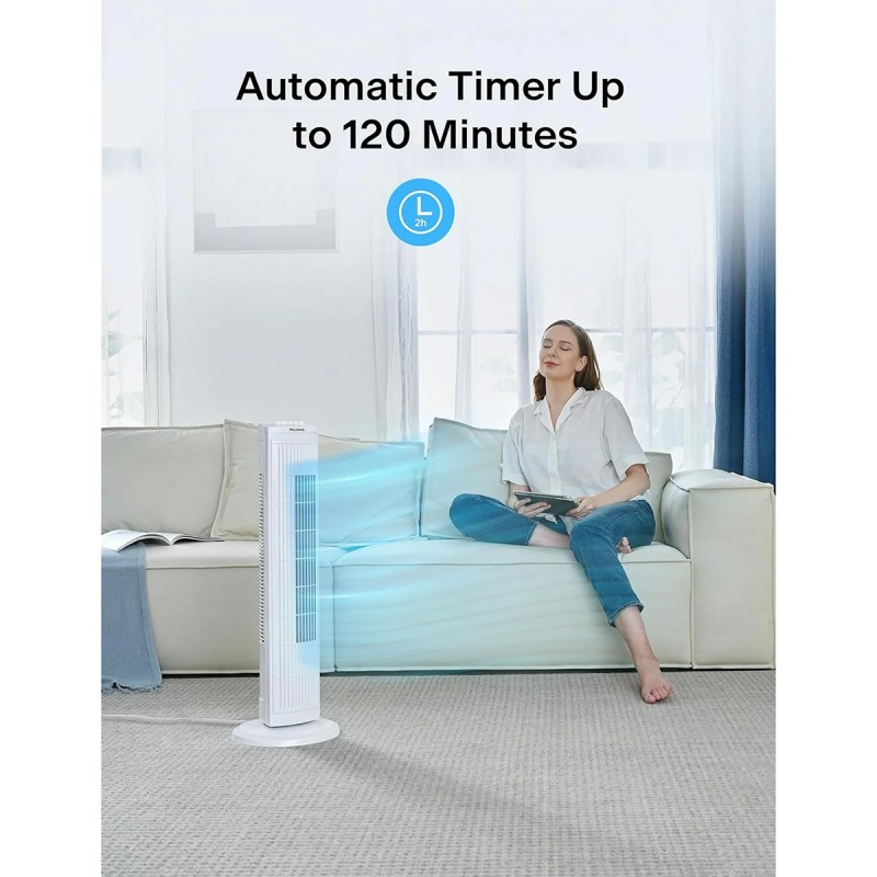 Pelonis 30" 3-Speed Timer and Carry Handle Oscillating Tower Fan