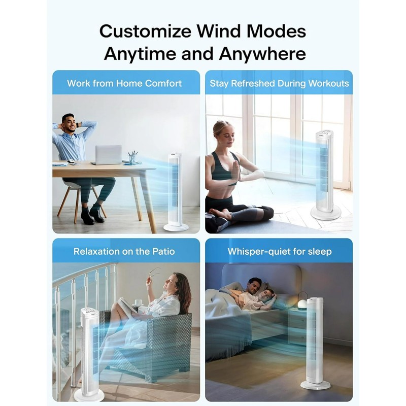 Pelonis 30" 3-Speed Timer and Carry Handle Oscillating Tower Fan