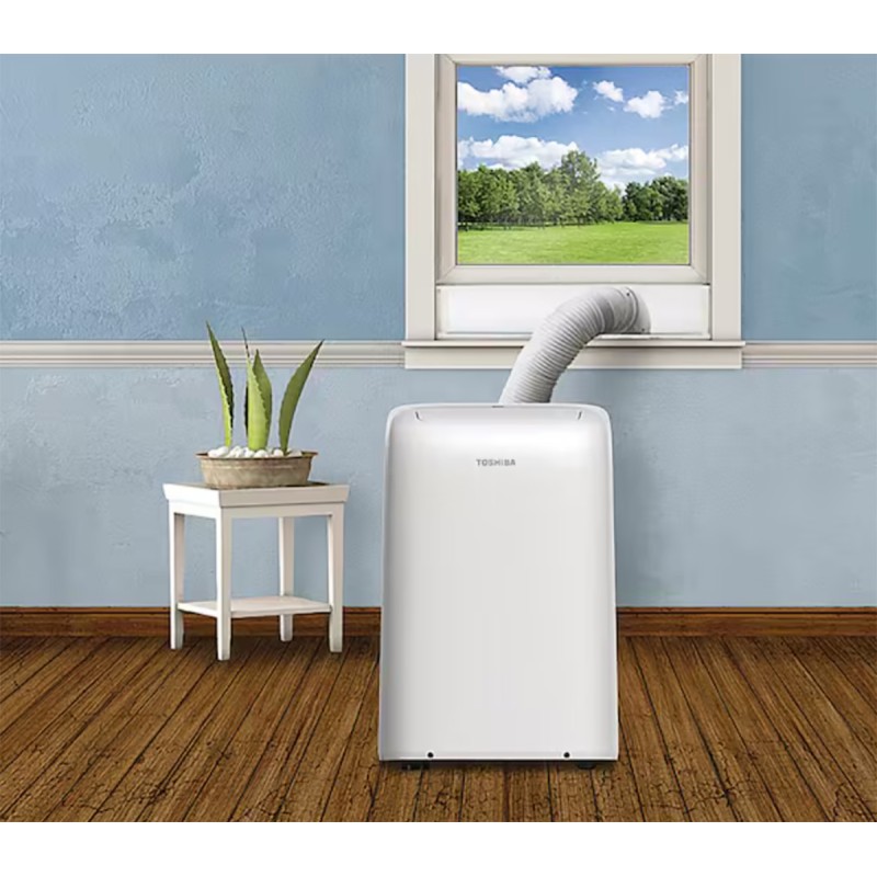 Toshiba 8,000 (DOE) BTU Portable Air Conditioner Cools 350 Sq. Ft. with Dehumidifier and Remote in White