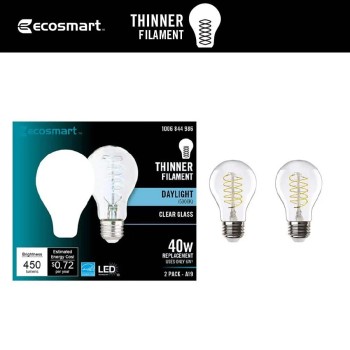 40-Watt Equivalent A19 CEC Dimmable Fine Bendy LED Light Bulb Daylight 2 pack