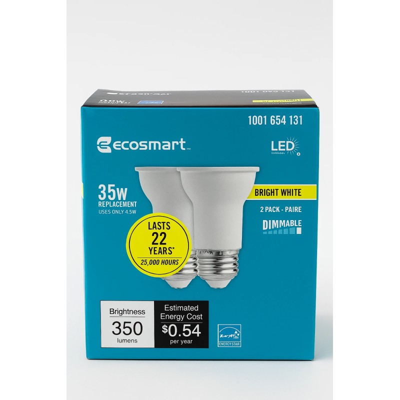 EcoSmart 35W LED Light Bulbs 2pk PAR16 Dimmable Flood Bright White | Long Life