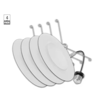EcoSmart Retrofit 6 in. Matte- Bright White Integrated LED Recessed Baffle Trim