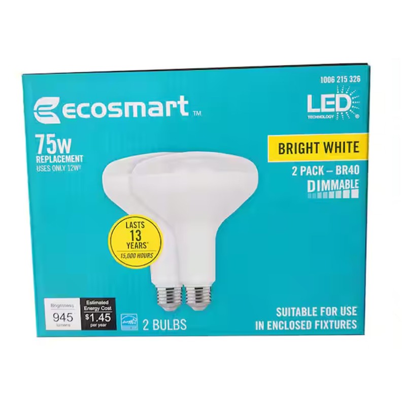 Ecosmart 75-Watt Replacement BR40 Dimmable LED Light Bulb Daylight (2-Pack)