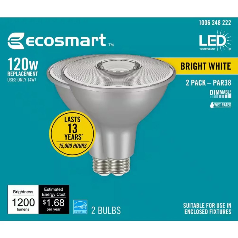EcoSmart 120-Watt Equivalent PAR38 LED flood Light Bulb (2pk)
