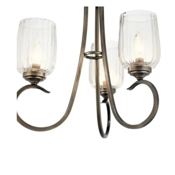 Kichler Chesterlyn 3-Light Vintage Tuscan Ribbed Glass Shaded Chandelier