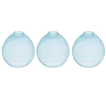 Blue Bubble Glass Globe Pendant Lamp Shades, 7.16 in., 2.25 in. Lip Fitter, Set of 3
