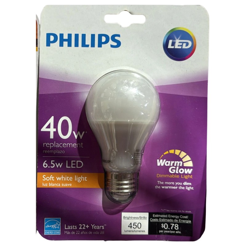 Philips 40w Equivalent Soft White A19 Medium Led Light Bulb (2-pack)