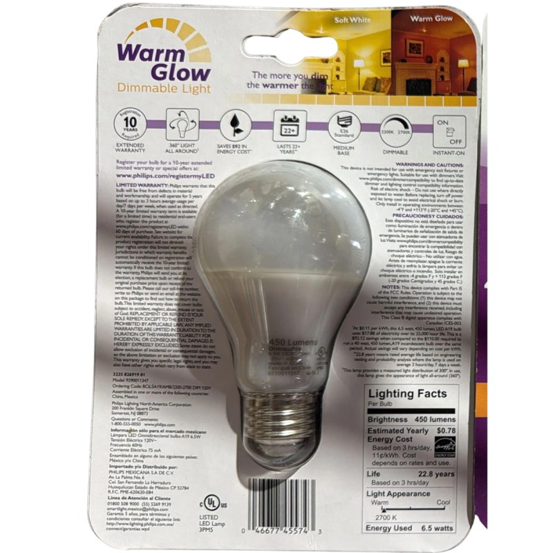 Philips 40w Equivalent Soft White A19 Medium Led Light Bulb (2-pack)