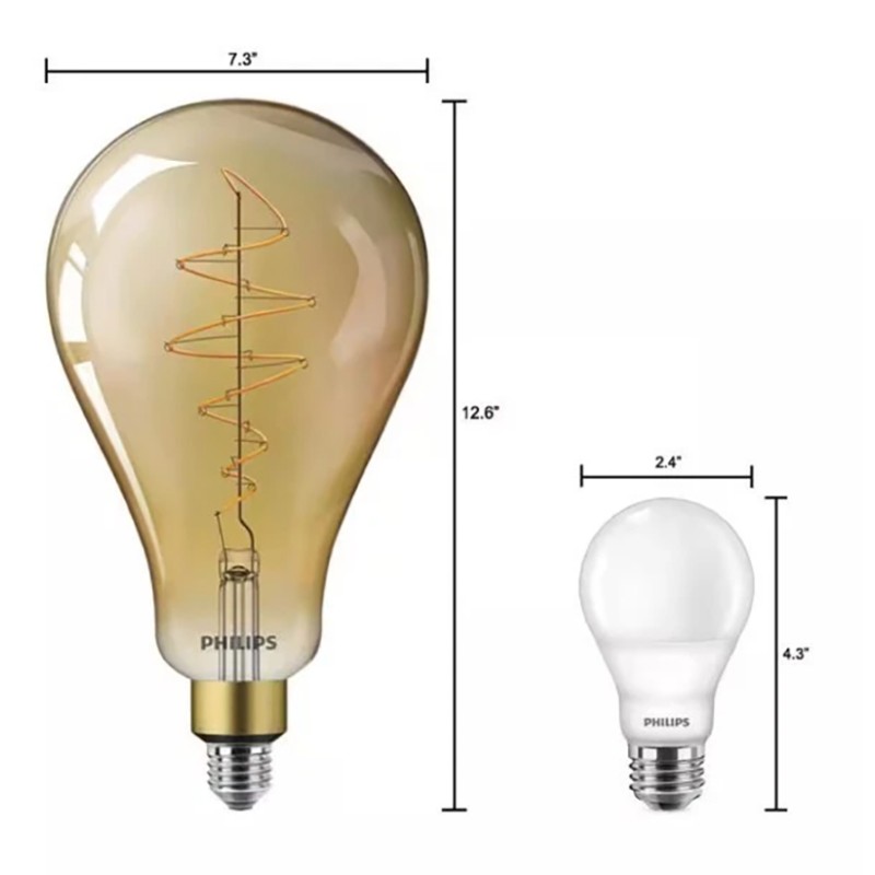 Philips 40Watt Equivalent A50 Dimmable Vintage Glass Edison 2000K LED Large Bulb