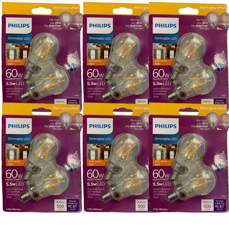 Philips LED Clear Dimmable, Warm Glow Effect A15 Light Bulb - Pack of 2
