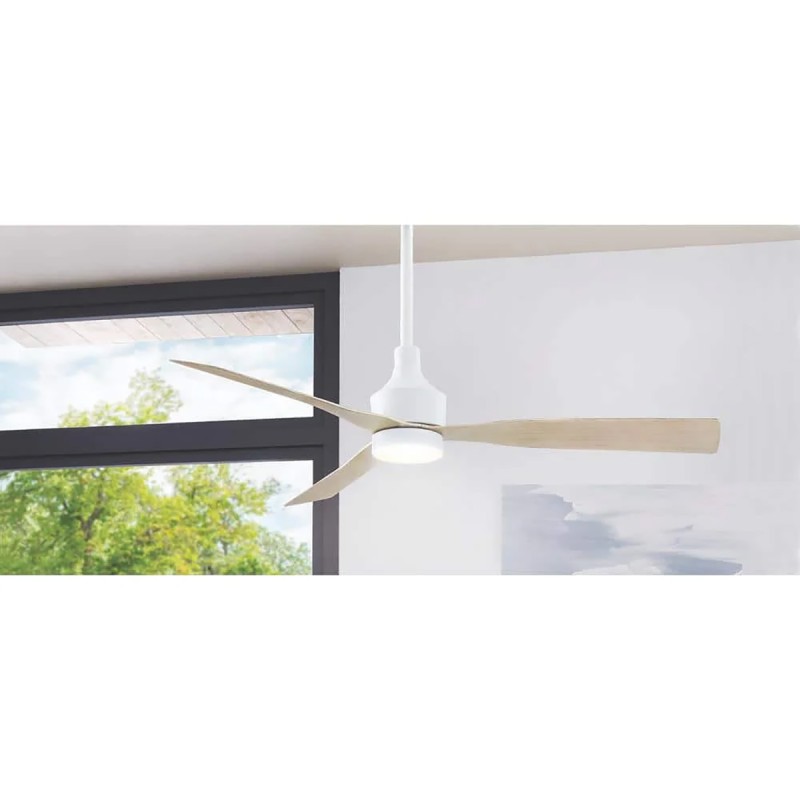 Ryland 52 in. Smart Indoor/Outdoor Matte White Ceiling Fan Adjustable White LED