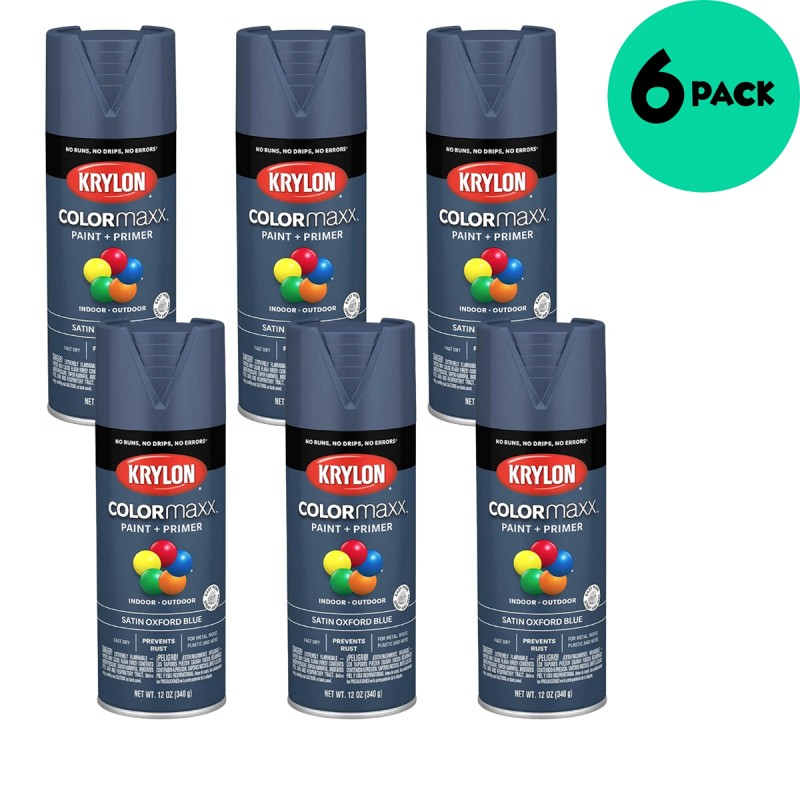 Krylon COLORmaxx K05571 Spray Paint and Primer - Satin Oxford Blue - 12 Ounce