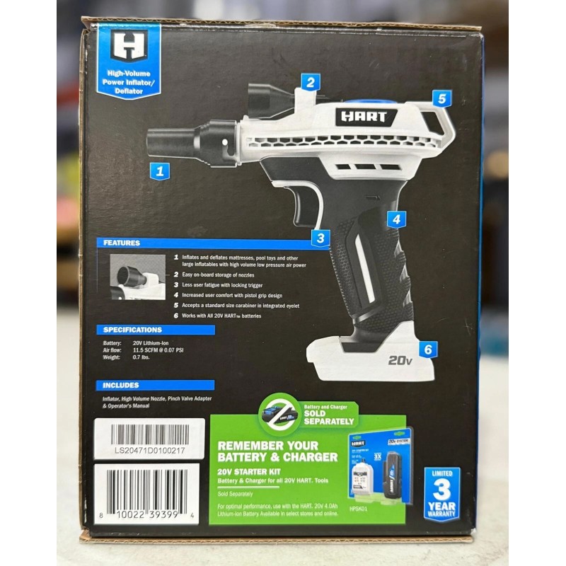 HART 20V High Volume Inflator/Deflator -HPIF33 (Tool-Only)