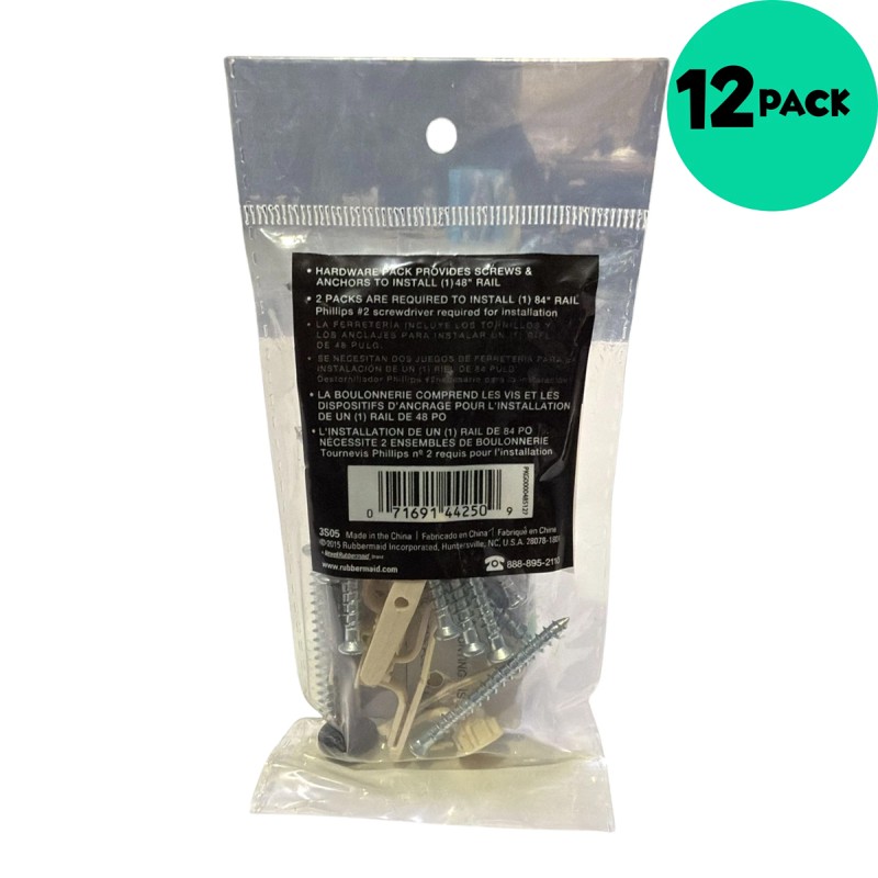 Rubbermaid 1784975 Fast Track Garage Rail Hardware Pack - 3S05 - 12 PACK