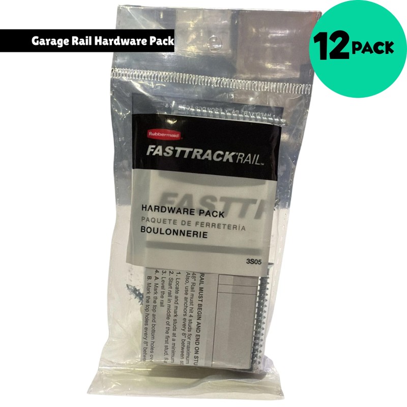 Rubbermaid 1784975 Fast Track Garage Rail Hardware Pack - 3S05 - 12 PACK