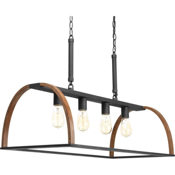 Progress Lighting Trestle 4 Light 33" Wide Linear Chandelier Gilded Iron Indoor Lighting Chandeliers P4720-71