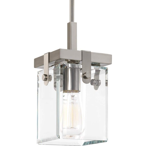 Progress Lighting Glayse Collection 6-1/2 in. 1-Light Brushed Nickel Clear Glass Modern Luxury Mini-Pendant Kitchen Light